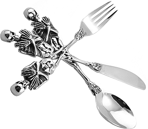 SS316L SKULLBESTECKSET 3TEILIG