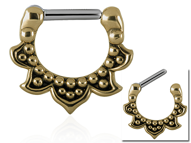 TRIBAL BRASS SEPTUM CLICKER (with SS316L PIN)
