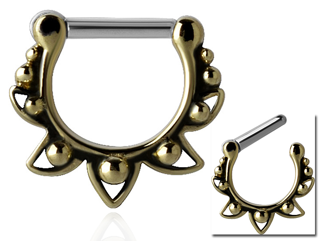 TRIBAL BRASS SEPTUM CLICKER (with SS316L PIN)