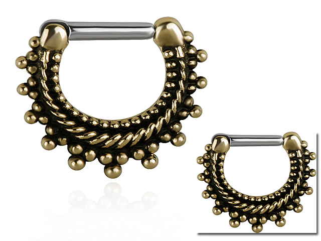 TRIBAL BRASS SEPTUM CLICKER (with SS316L PIN)