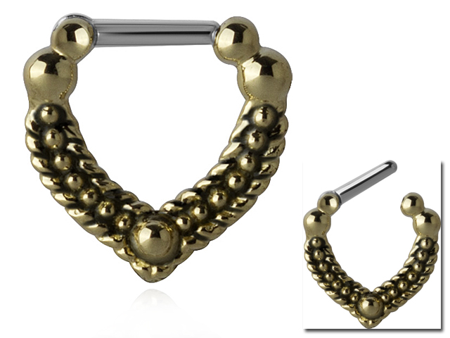 TRIBAL BRASS SEPTUM CLICKER (with SS316L PIN)