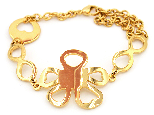 Edelstahlarmband gold "Kleeblatt"