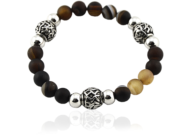 Armband aus Augenachat mit Edelstahlbeads
