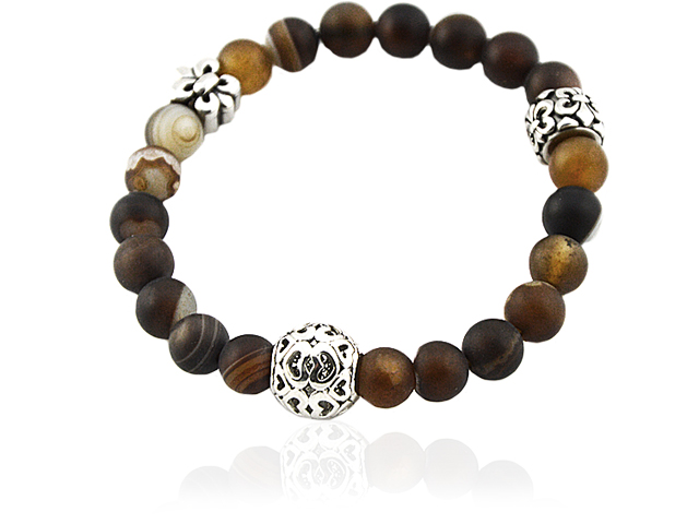 Armband aus Augenachat mit Edelstahlbeads