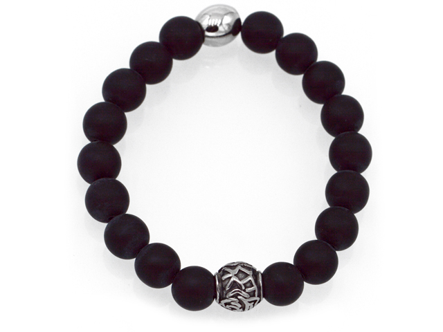 Onyxarmband mit Edelstahlbeads