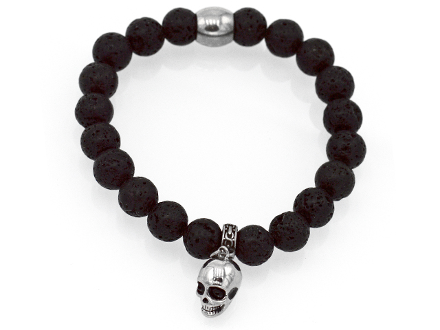Lavaarmband mit Edelstahlbeads