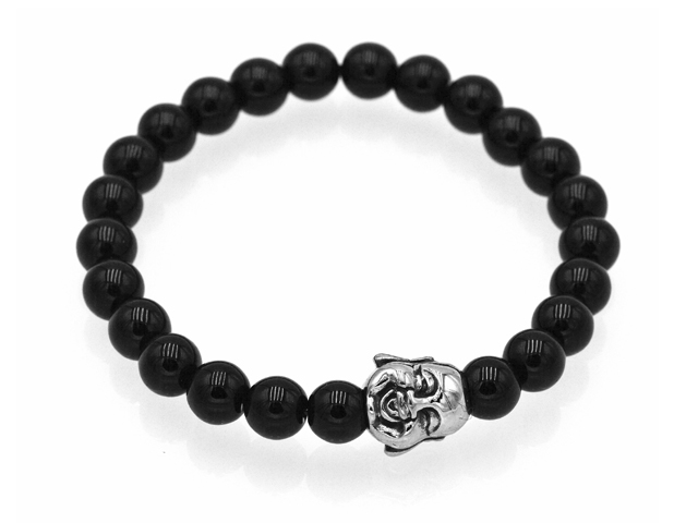 Onyxarmband mit Edelstahlbeads "Buddha"