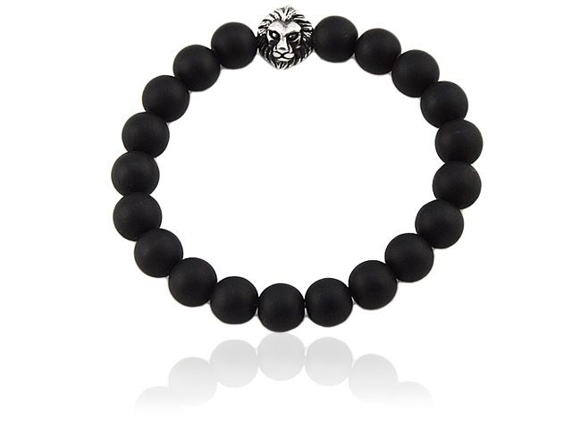 Onyxarmband mit Edelstahlbeads "Lion"