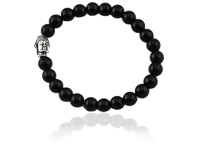 Onyxarmband mit Edelstahlbeads "Thai Buddha"