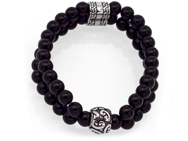 Onyxarmband mit Edelstahlbeads