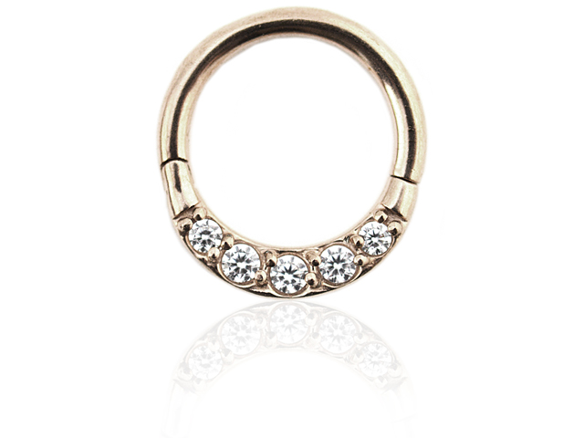 ROSEGOLD JEWELLED HINGED RING WITH CZ (PAVE SETTING)