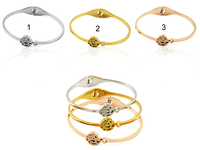 Edelstahlarmspange "Rose" mit Zirconia