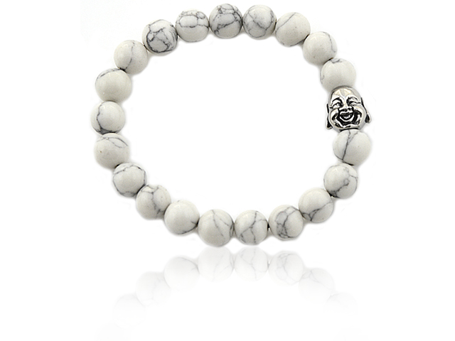 Howlitharmband "Buddha" mit Edelstahl