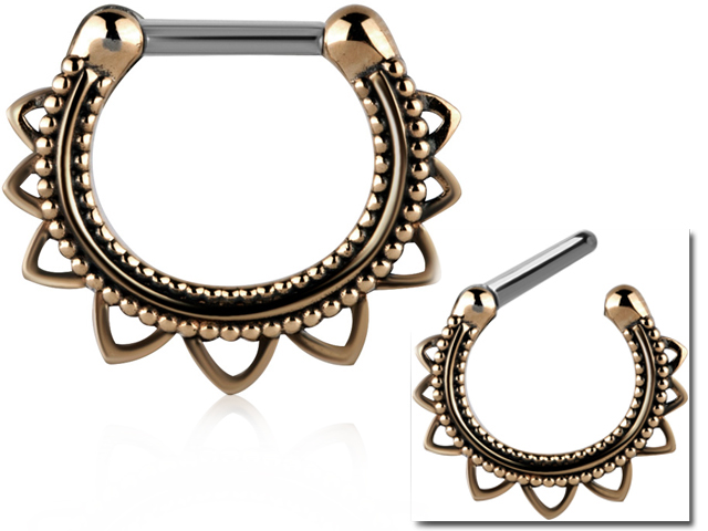 TRIBAL BRASS SEPTUM CLICKER (SS316L PIN)