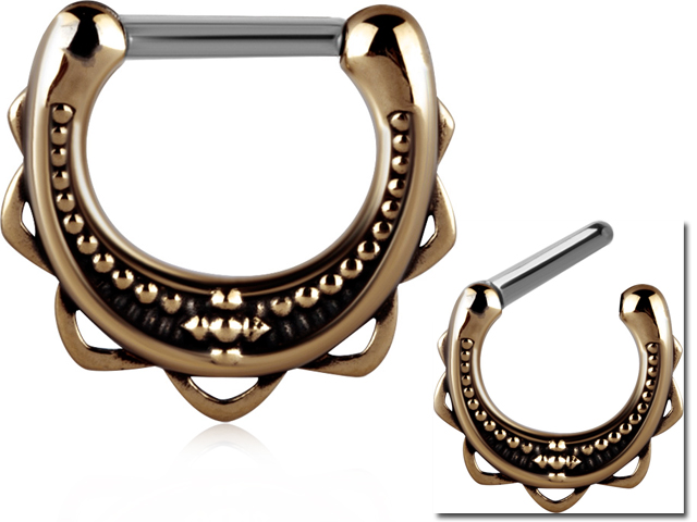 TRIBAL BRASS SEPTUM CLICKER (SS316L PIN)
