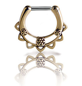 TRIBAL BRASS SEPTUM CLICKER (SS316L WIRE)