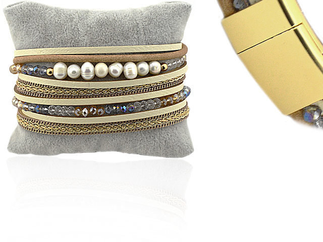 Lederarmband mit Süßwasserperlen