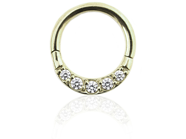 GOLD JEWELLED HINGED RING WITH CZ (PAVE SETTING)