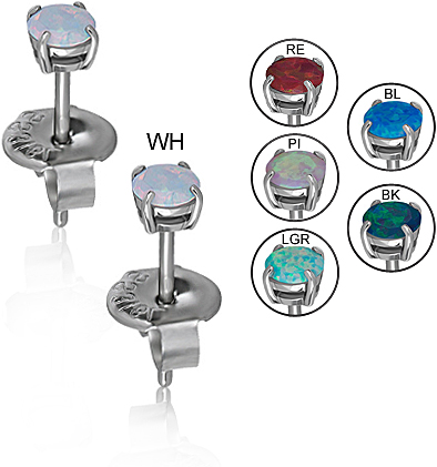 SS316L EARSTUDS WITH 03MM OPAL STONE (SETTING)