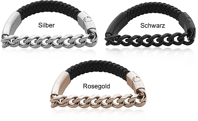 LEDER-EDELSTAHLARMBAND "DEXTER"