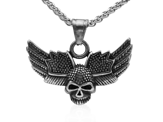 EDELSTAHLANHÄNGER "TOTENKOPF-FLÜGEL"