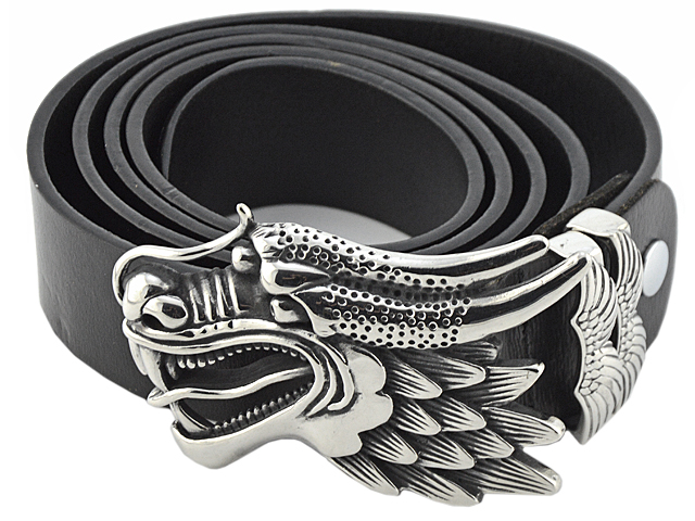 Ledergürtel mit Edelstahlschnalle "Dragon"