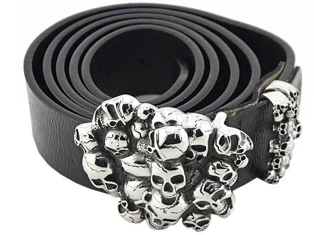 Ledergürtel mit Edelstahlschnalle "Multiskull"