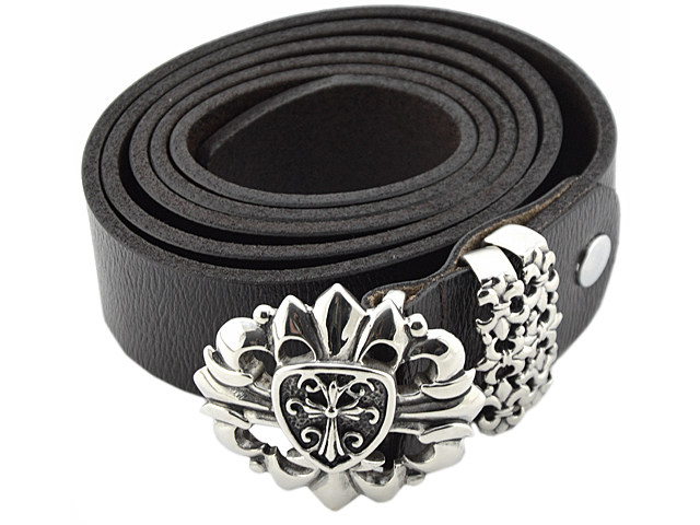 Ledergürtel mit Edelstahlschnalle "Shield Fleur de lis"