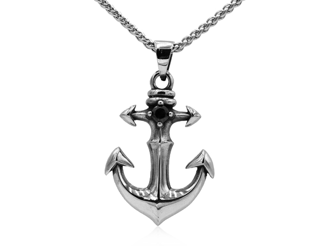 Edelstahlanhänger Anker mit Stein