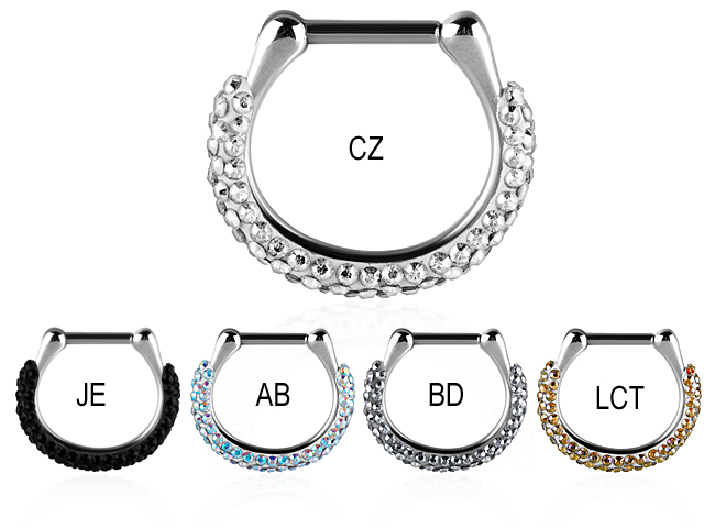 SS316L SEPTUM CLICKER W. SWAROVSKI® CRYSTALS (FREE SETTING)