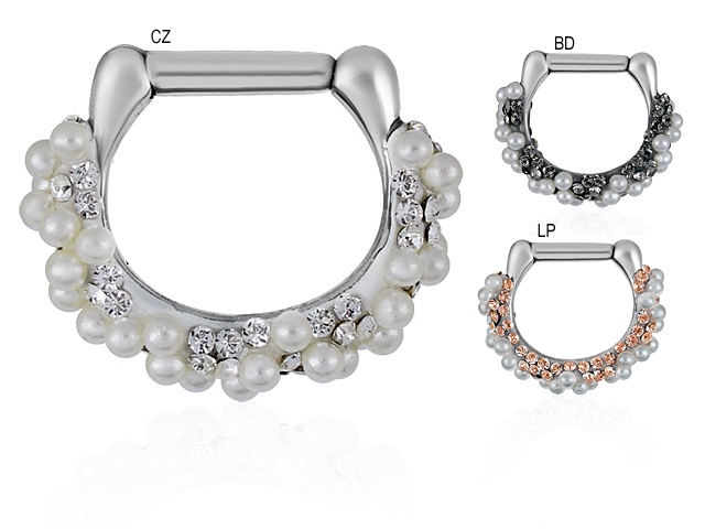 SEPTUM W.MICRO PEARL A.CRYSTALS SETTING AFRICAN PATTERN