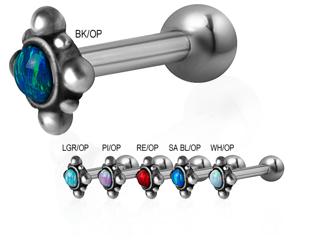 SS316L ONE SIDE INT. THR. MICRO BARBELLS (TRIBAL OPAL) (0.8mm IN
