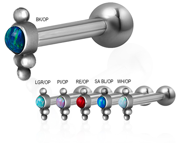SS316L ONE SIDE INT. THR. MICRO BARBELLS (TRIBAL OPAL) (0.8mm IN