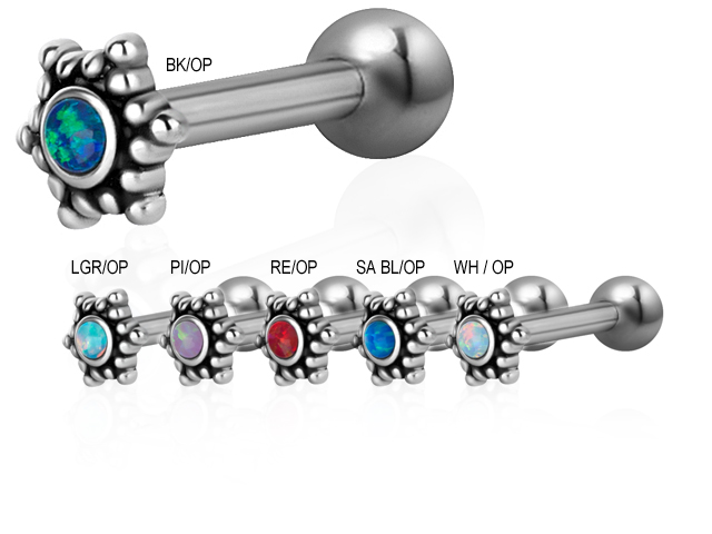 SS316L ONE SIDE INT. THR. MICRO BARBELLS (TRIBAL OPAL) (0.8mm IN