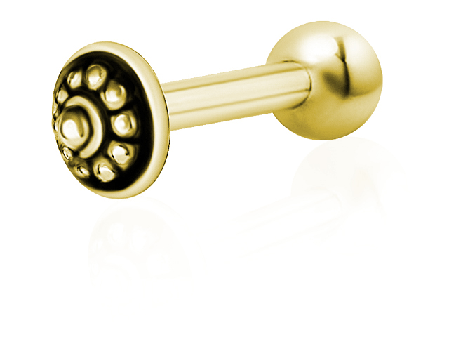 GOLD PVD SS316L ONE SIDE INTERNAL MICRO BARBELLS (TRIBAL) (0.8mm