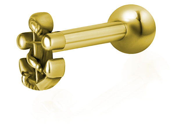 GOLD PVD SS316L ONE SIDE INTERNAL MICRO BARBELLS (ANCHOR) (0.8mm