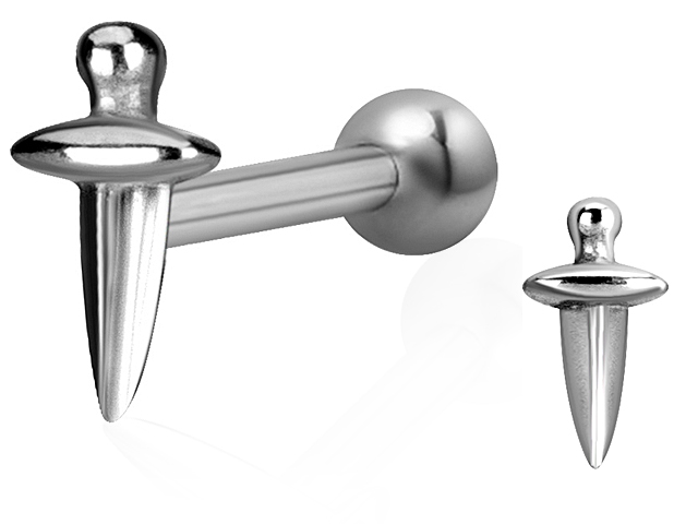 SS316L ONE SIDE INT. THREADED MICRO BARBELLS (DAGGER) (0.8mm INT