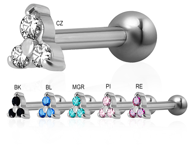 SS316L ONE SIDE INT. THR. MICRO BARBELLS (TRINITY) (0.8mm INT.)