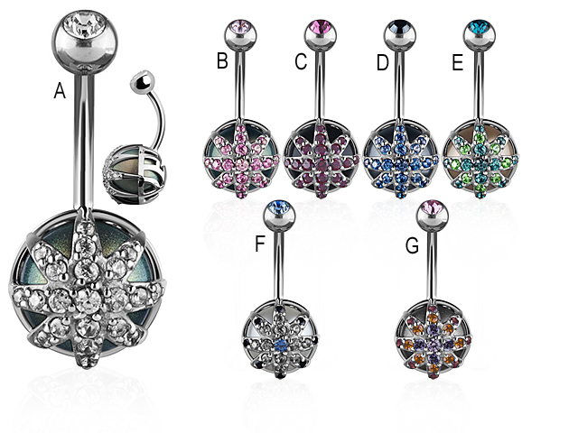 SS316L SWAROVSKI® GEM OCTAGRAM PEARL BANANA (PAVE' SETTING)