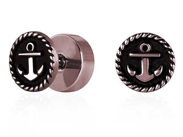 ROSEGOLD PVD SS316L FAKE PLUG (08MM ANCHOR) 16GA THREAD