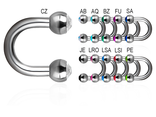 SS316L DOUBLE JEWELLED MICRO U SHAPE BARBELL