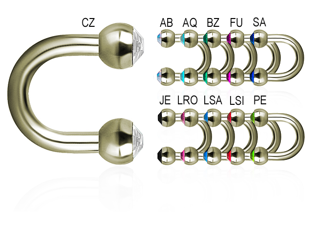 ZIRCON STEEL PVD DOUBLE JEWELLED MICRO U SHAPE BARBELL