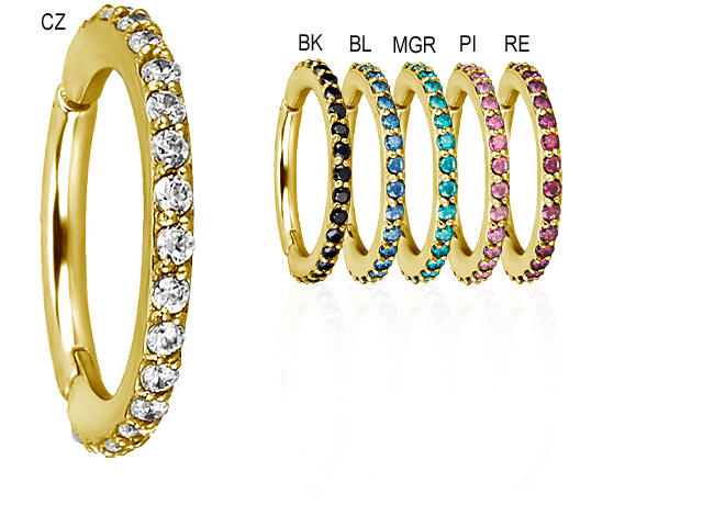 GOLD PVD HINGED RING SET W. SWAROVSKI® ZIRCONIA (1.2x8,9,10MM)