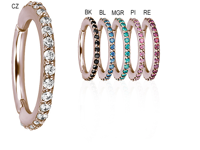 ROSEGOLD PVD HINGED RING SET W. SWAROVSKI® ZIRCONIA (1.2x8,9,10M