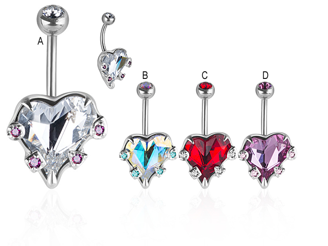 TITANIUM SWAROVSKI® GEM & CRYSTAL HEART BANANA (SETTING)