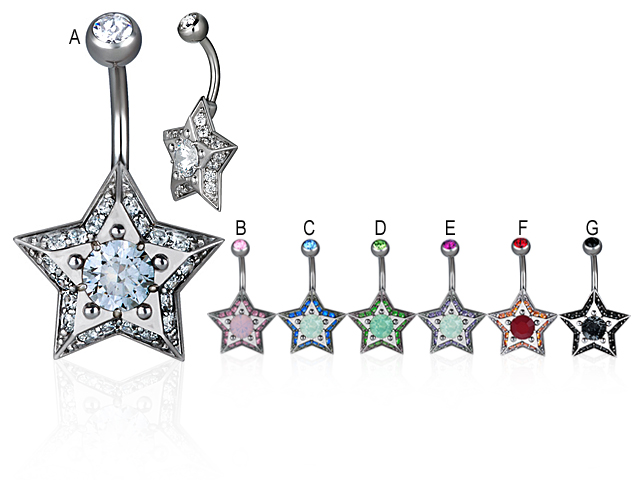 TITANIUM STAR BANANA SET WITH SWAROVSKI® ZIRCONIA