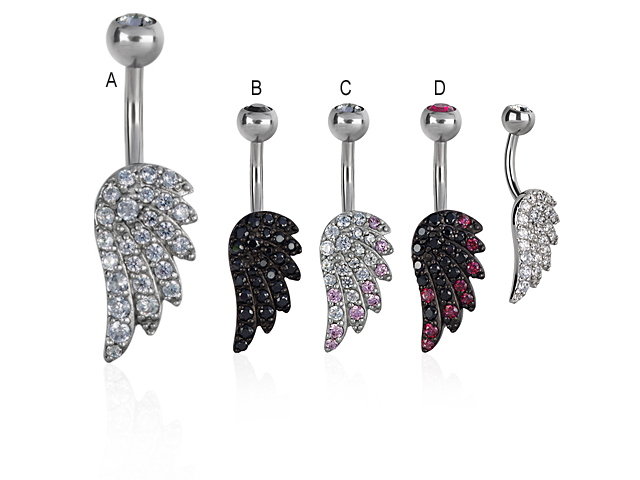 TITANIUM ANGELWING BANANA SET WITH SWAROVSKI® ZIRCONIA