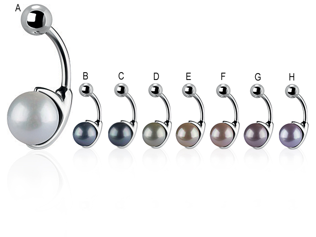 SS316L BANANA W. 8MM PEARL