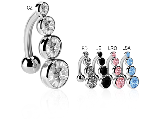 SS316L INVERTED BELLY BANANA SET W. SWAROVSKI® CRYSTALS