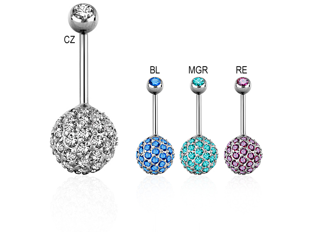 TITANIUM SWAROVSKI® ZIRCONIA & CRYSTAL PAVE'BALL BANANA